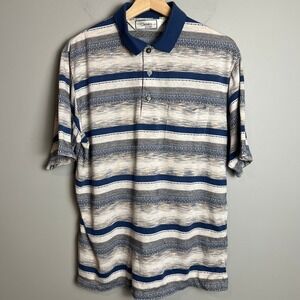 Vintage Classics by PalmLand Polo Mens Large Striped Short Sleeve Shirt Casual